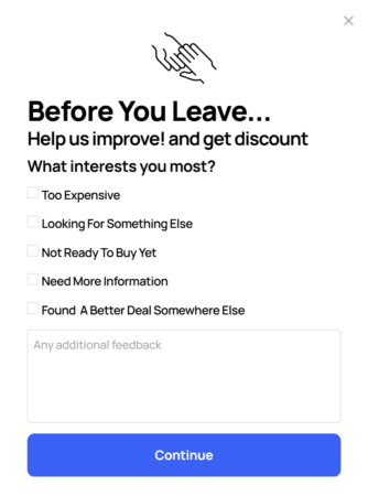 Multistep exit intent using form and discount